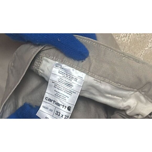 Carhartt Pants Men's 33x32 Rugged Flex Rigby Dungaree Tan Relaxed Fit Work 10229 - Picture 3 of 4